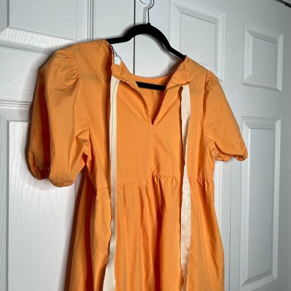 Peter Som Collective Marigold Orange Tiered Tie Back Midi Dress Women's Size 6 - Picture 7 of 11
